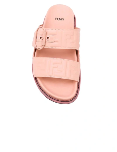 Shop Fendi Ff Double Strap Buckle Sandal In Pink