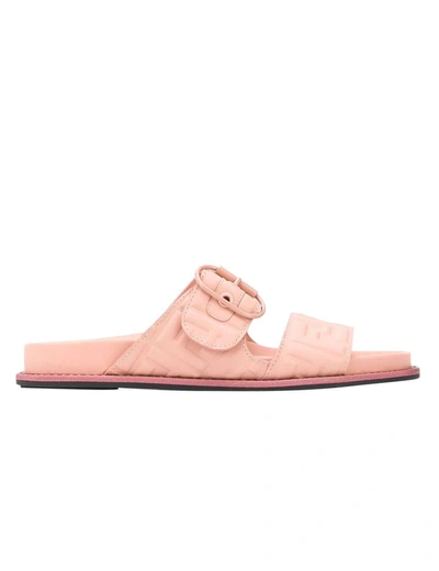 Shop Fendi Ff Double Strap Buckle Sandal In Pink