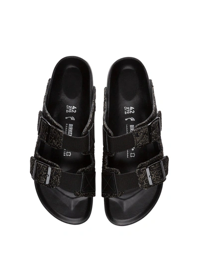 Shop Birkenstock Black Brocade Slide Sandals