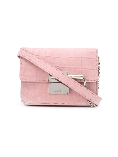 Shop Amiri Croc-embossed Shoulder Bag Salmon In Pink