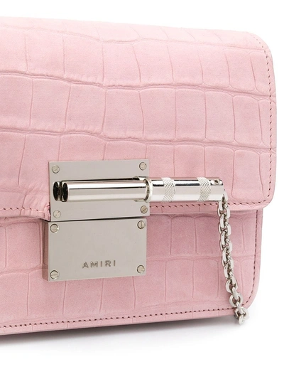 Shop Amiri Croc-embossed Shoulder Bag Salmon In Pink