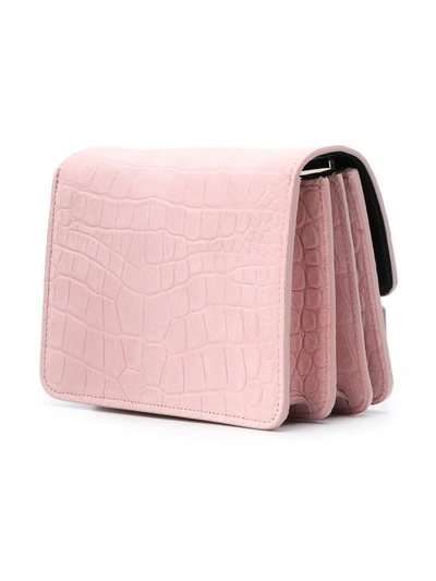 Shop Amiri Croc-embossed Shoulder Bag Salmon In Pink