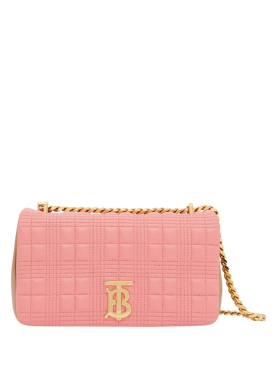 Shop Burberry Small Quilted Two-tone Lola Bag In Pink