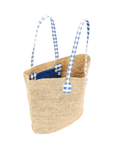 Shop Mark Cross Côte D'azur Raffia Tote Bag In Blue