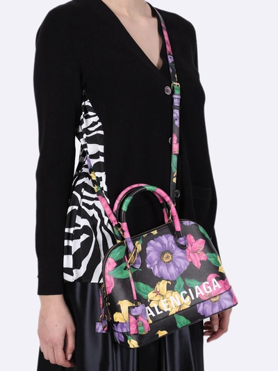 Shop Balenciaga Small Floral Ville Top Handle Bag In Multicolor