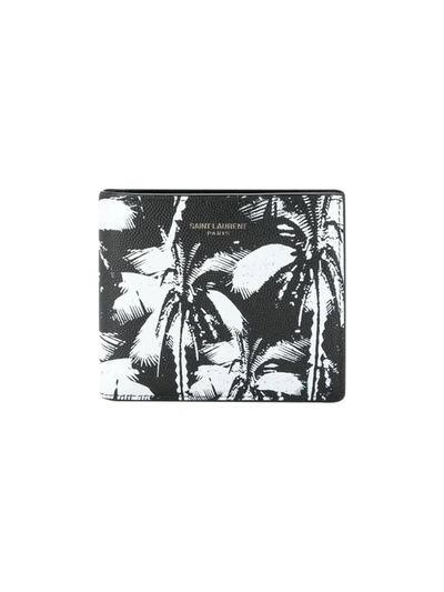 Shop Saint Laurent Black And White Palm Tree Wallet