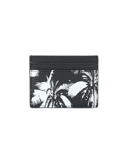 Shop Saint Laurent Black And White Palm Print Card Holder