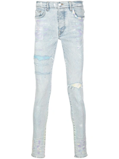 Shop Amiri Slim-fit Distressed Painter Jeans In Blue