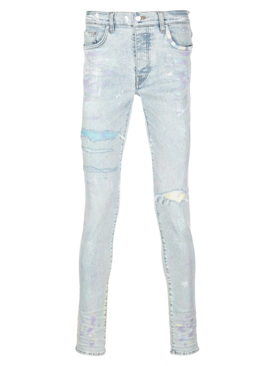 Shop Amiri Slim-fit Distressed Painter Jeans In Blue