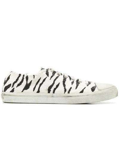 Shop Saint Laurent Black And White Zebra Print Bedford Sneakers