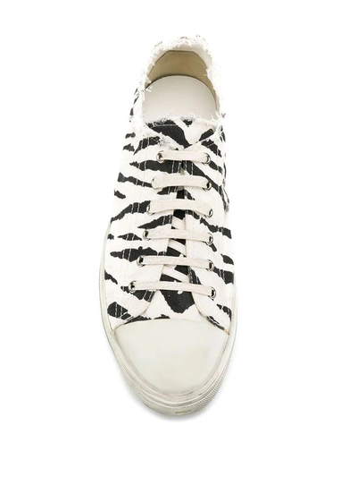 Shop Saint Laurent Black And White Zebra Print Bedford Sneakers