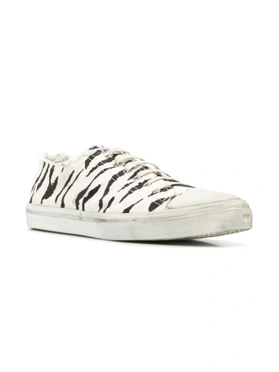 Shop Saint Laurent Black And White Zebra Print Bedford Sneakers