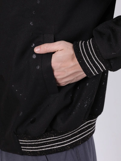 Shop Saint Laurent Galaxy Print Bomber Jacket Black