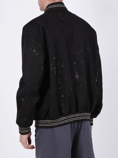 Shop Saint Laurent Galaxy Print Bomber Jacket Black