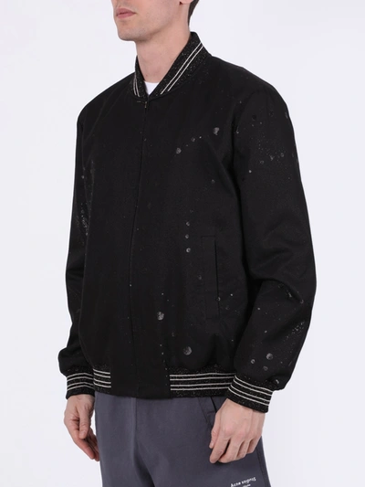 Shop Saint Laurent Galaxy Print Bomber Jacket Black