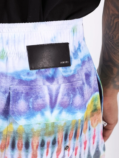 Shop Amiri Multicolored Tie-dye Swim Trunks In Blue