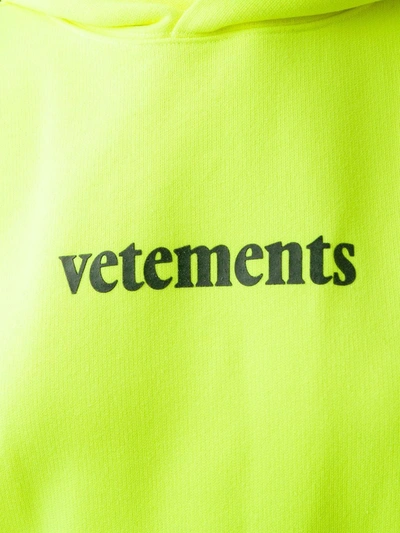 Shop Vetements Neon Yellow Logo Hoodie