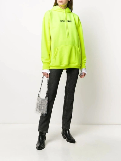 Shop Vetements Neon Yellow Logo Hoodie