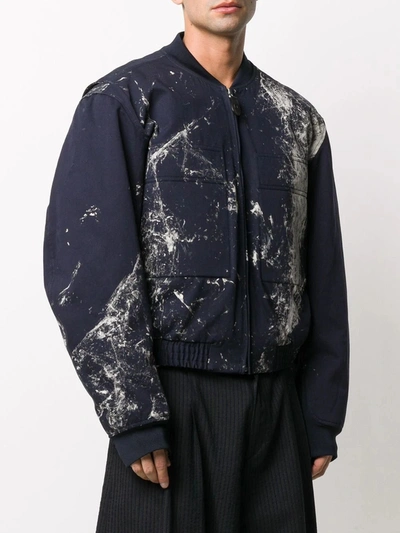 Shop Maison Margiela Navy Splatter Print Jacket