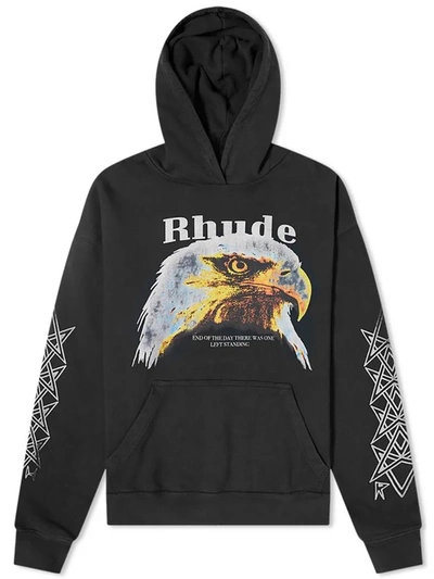 Shop Rhude Bald Eagle Hoodie Black