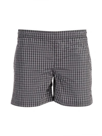 Shop Raf Simons Check Print Swim Shorts