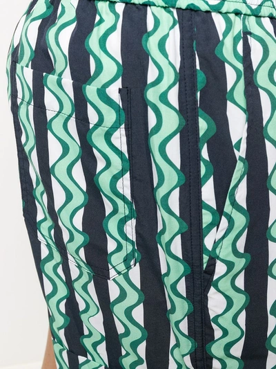 Shop Neil Barrett Green Multicolored Striped Shorts