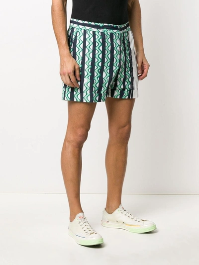Shop Neil Barrett Green Multicolored Striped Shorts