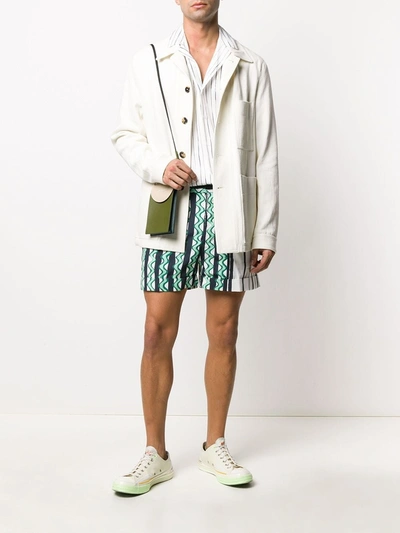 Shop Neil Barrett Green Multicolored Striped Shorts