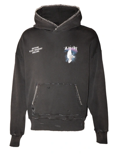 Shop Amiri Oversize Eternal Dove Hoodie In Black