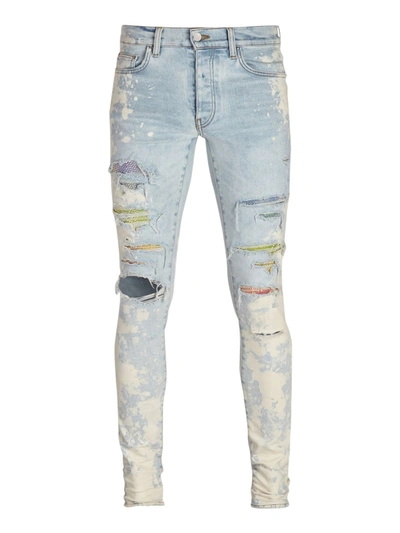 Shop Amiri Bleached Crystal Skinny Jeans