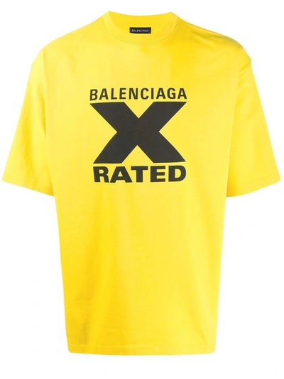Shop Balenciaga Large Fit X Rated Shirt In Yellow
