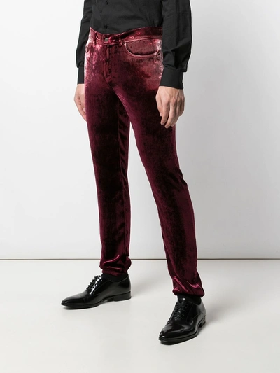 Shop Saint Laurent Burgundy Skinny Pants In Red