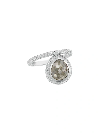 Shop Nina Runsdorf Organic Gray Diamond Flip Ring In Silver