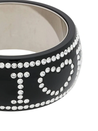 Shop Balenciaga Black Embellished Crush Bracelet