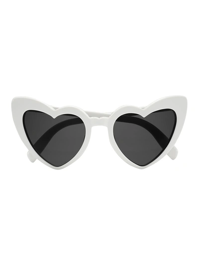 Shop Saint Laurent White Lou Lou Heart Sunglasses