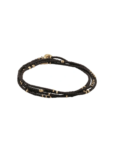 Shop M Cohen Solid Alo 4 Bead With 18k Yellow Gold Detail In Black