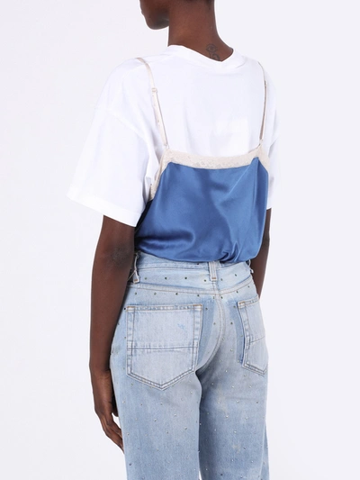 Shop Alexander Wang Draped Satin Camisole T-shirt Top In Blue