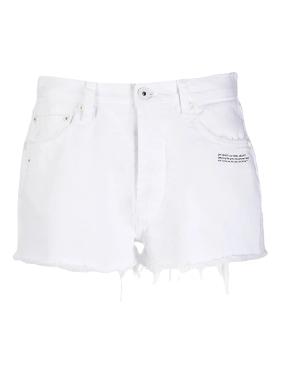 Shop Off-white White Distressed Denim Shorts