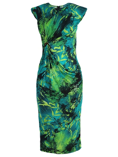 Shop Versace Green Jungle Print Jersey Dress