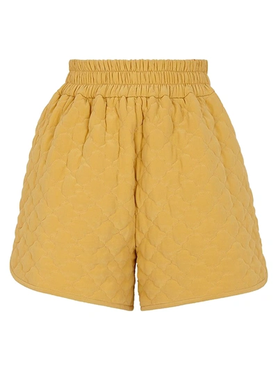 Shop Fendi Silk Yellow Quilted Shorts