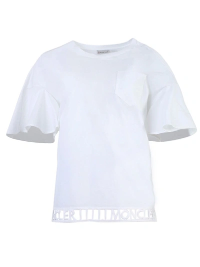 Shop Moncler White Cut-out Logo T-shirt