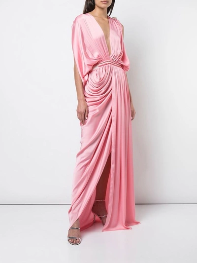 Shop Maison Rabih Kayrouz Plunge Neck Gown In Pink