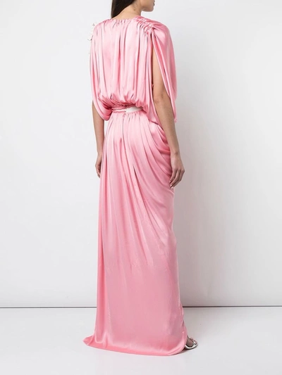 Shop Maison Rabih Kayrouz Plunge Neck Gown In Pink