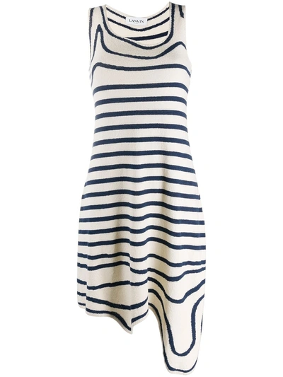 Shop Lanvin Navy And White Striped Knit Dress In Multicolor