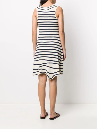 Shop Lanvin Navy And White Striped Knit Dress In Multicolor