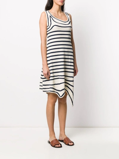 Shop Lanvin Navy And White Striped Knit Dress In Multicolor