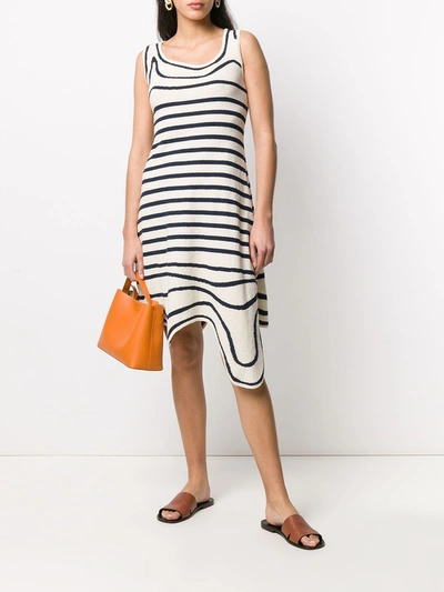 Shop Lanvin Navy And White Striped Knit Dress In Multicolor