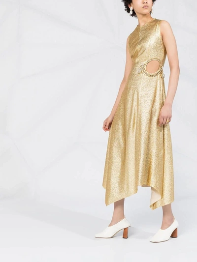 Shop Jw Anderson Gold Diamante Cut Out Dress