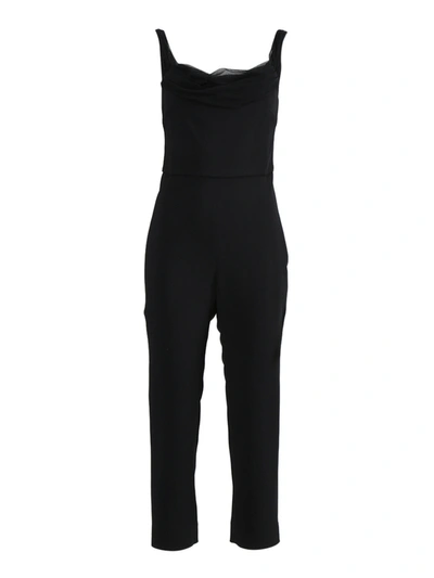 Shop Cushnie Black Silk Cropped Jumpsuit
