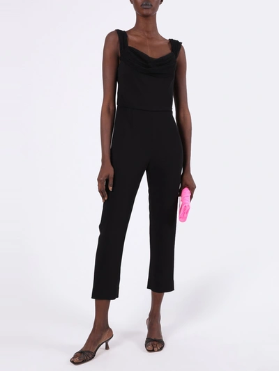 Shop Cushnie Black Silk Cropped Jumpsuit